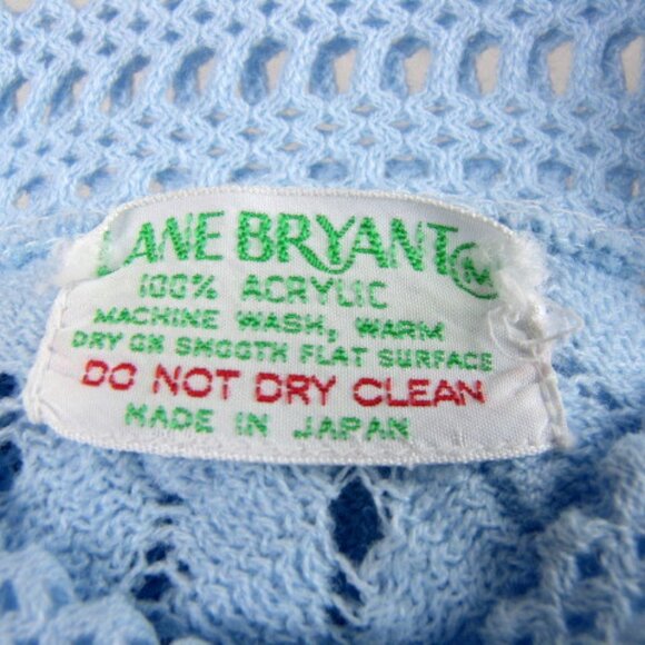 Vintage 70s Blue Sweater Cardigan Lane Bryant Medium Long Rockabilly School Girl - Picture 9 of 10